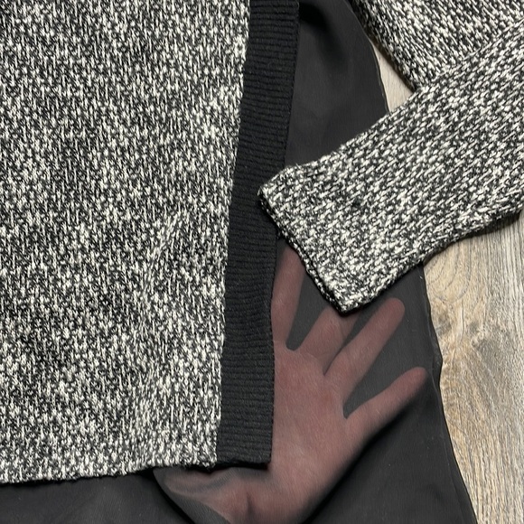 Bar III Black & White Marled Knit Sweater Over Black Sheer Lining, size small - Picture 5 of 10